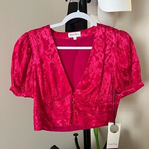 Privacy Please red satin blouse